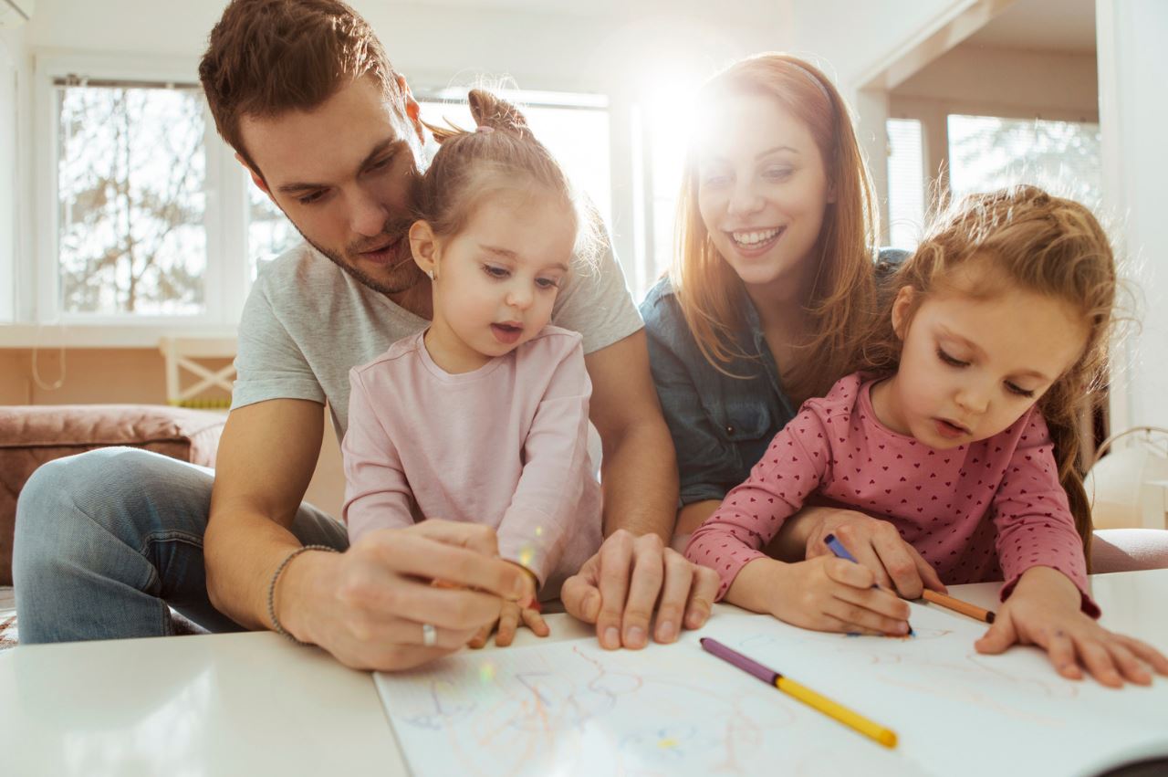 Caregiver and child learning together